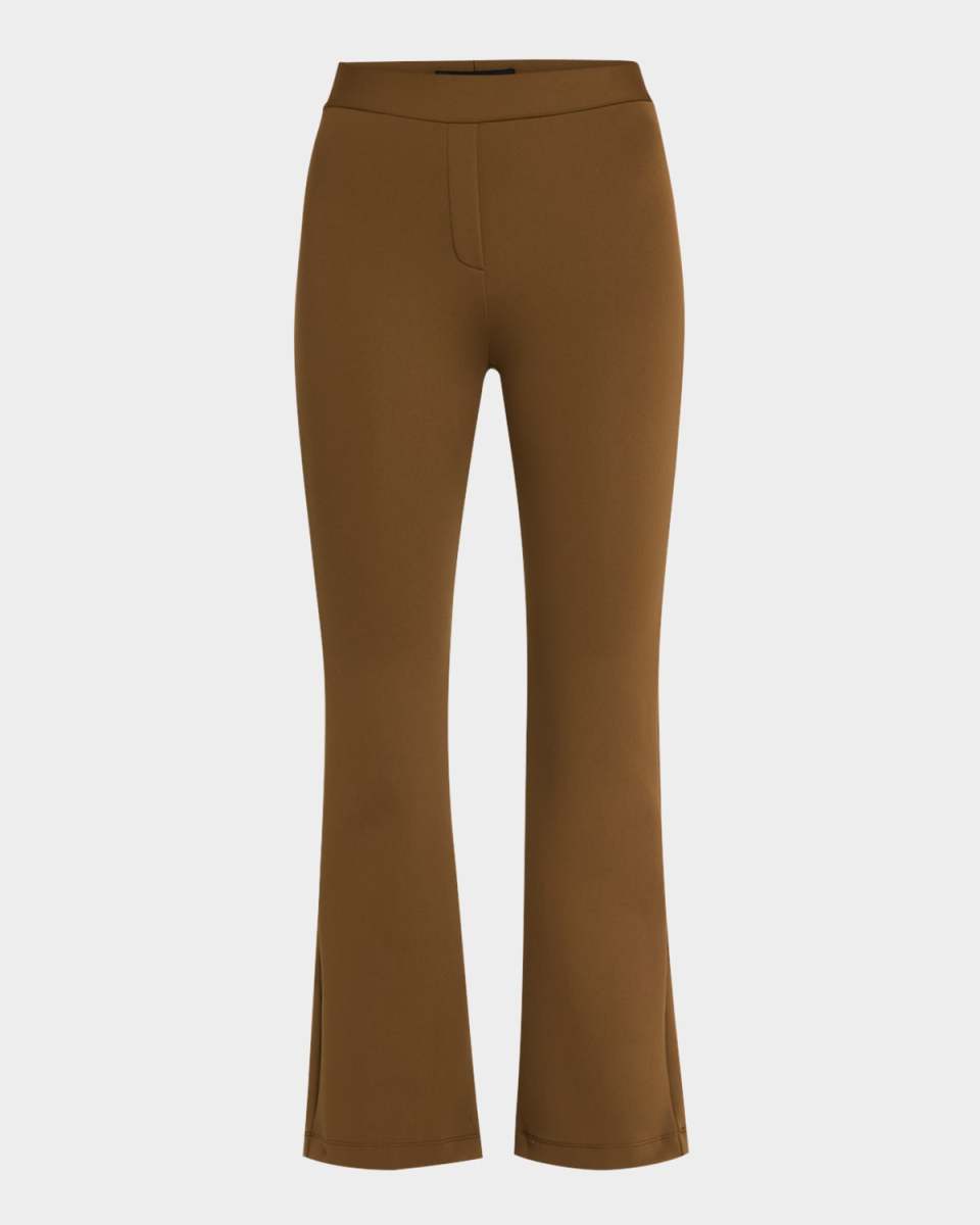 Mid-Rise Neoprene Kickflare Crop Trousers